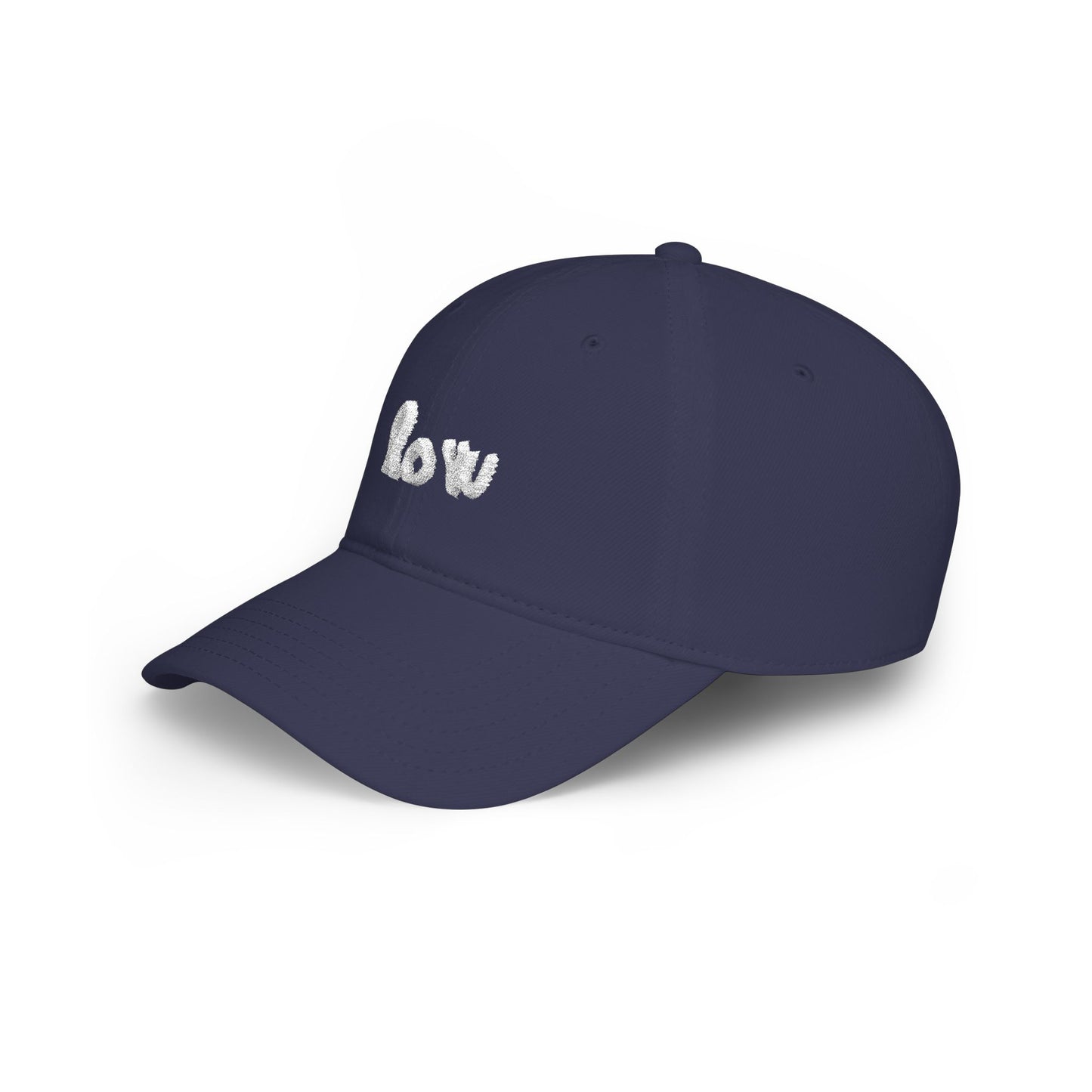 Navy blue cap with a colorful logo on a white background